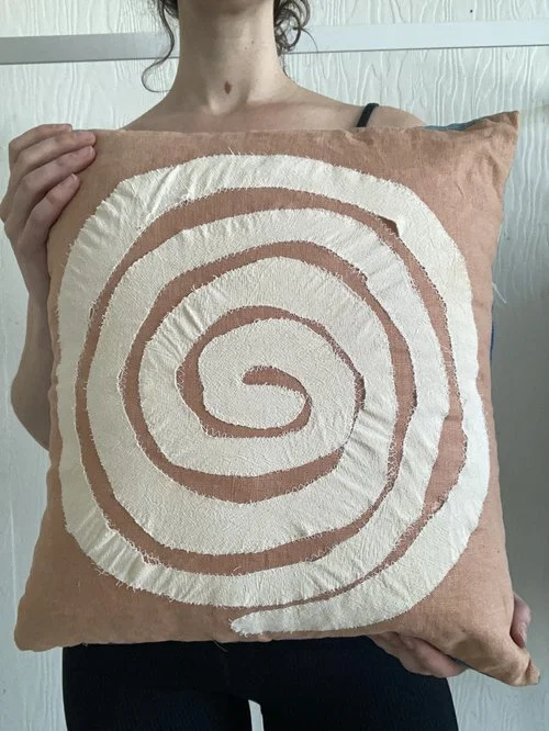 Terracotta Swirl Plant Dyed Linen Pillow Cover Sample Sale