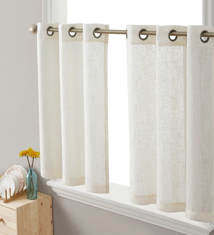 Abbey Faux Linen Grommet Cafe Tiers and Valances