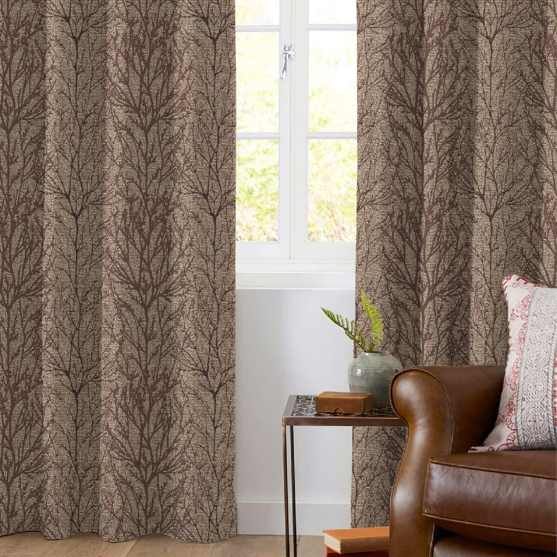 Beaver Brown Abstarct Pattern Jacquard Premium Curtain Fabric (Width 48 Inches)