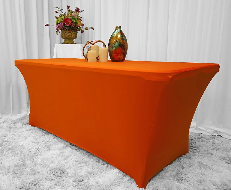 8 Ft Rectangular Spandex (220 GSM) Table Cover - Orange (1pc)