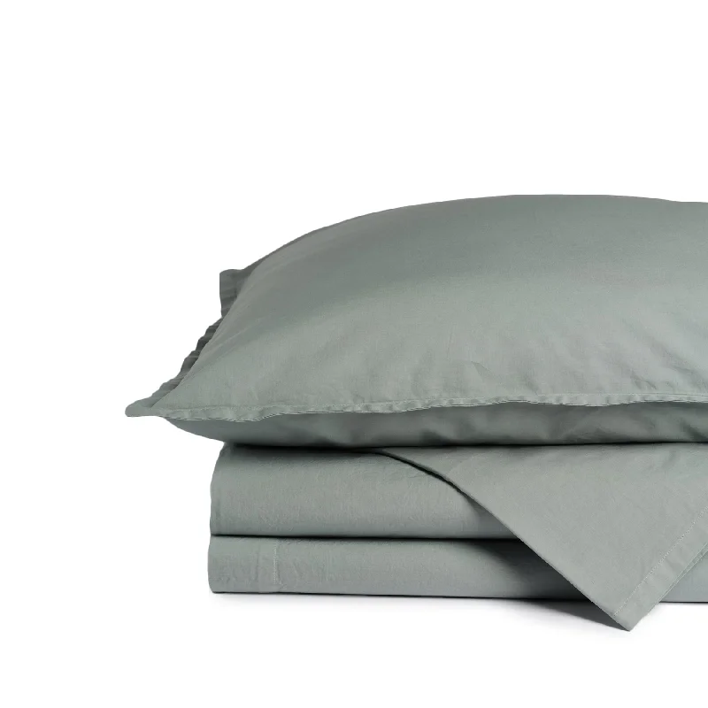 Percale Cotton Sheet Set in Ash Gray