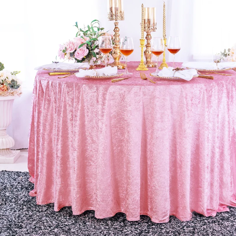 132" Round Ice Crushed Velvet (200 GSM) Tablecloth - Pink (1pc)