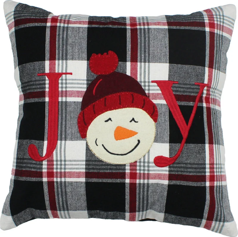 Winter Plaid Black, Red, Cream Pillow PL043019