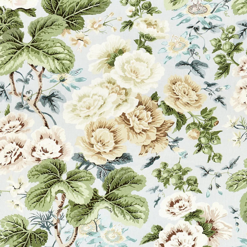 Highgrove Linen Floral Print Fabric in Rain